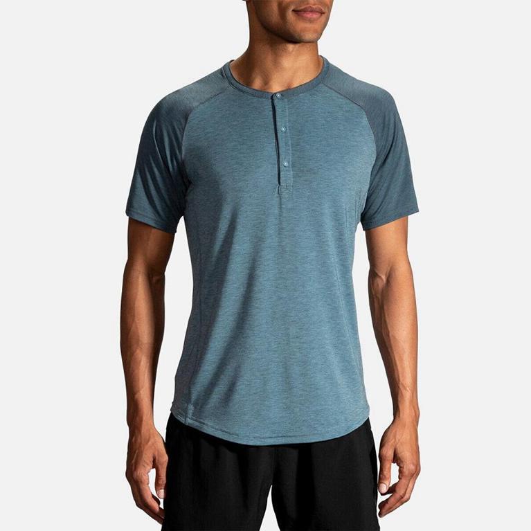 Brooks Cadence Mens Short Sleeve Running Shirt - Blue - Indonesia (LBSZ-61209)